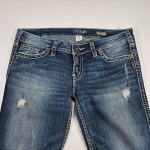Silver Women's Jeans Size 32x33 Distressed Twisted Bootcut Denim Flare‎ Pants